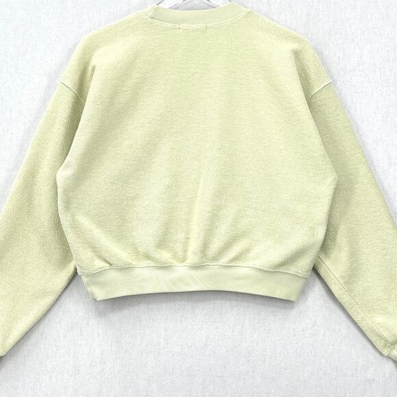 MADHAPPY Rainbow Cropped Crewneck Sweatshirt Womens Small Pale Green Pullover - Picture 7 of 15